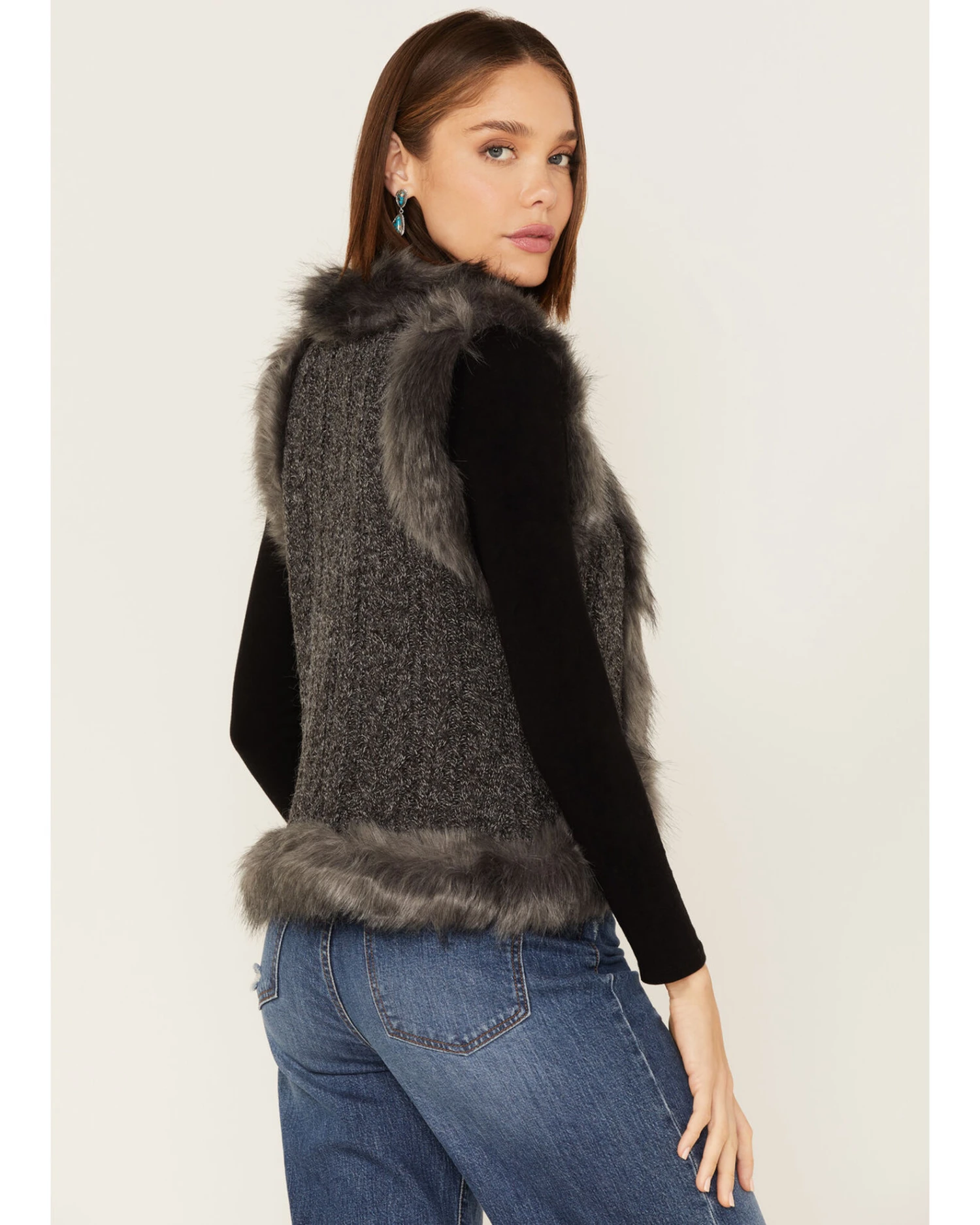 Shyanne Women's Faux Fur Knit Vest 3 Shyanne Women's Faux Fur Knit Vest
