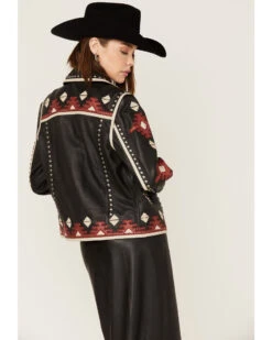 Double D Ranch Women's Chilli Pantine Studded Southwestern Leather Jacket -Dan Post Store 2000381511 001 P5