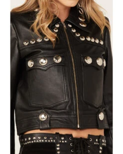 Understated Leather Women's Wild Cat Studded Leather Jacket -Dan Post Store 2000381540 001 P3