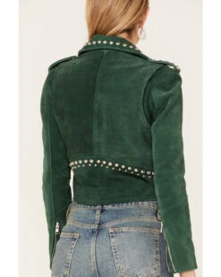 Understated Leather Women's Runway Studded Suede Moto Jacket