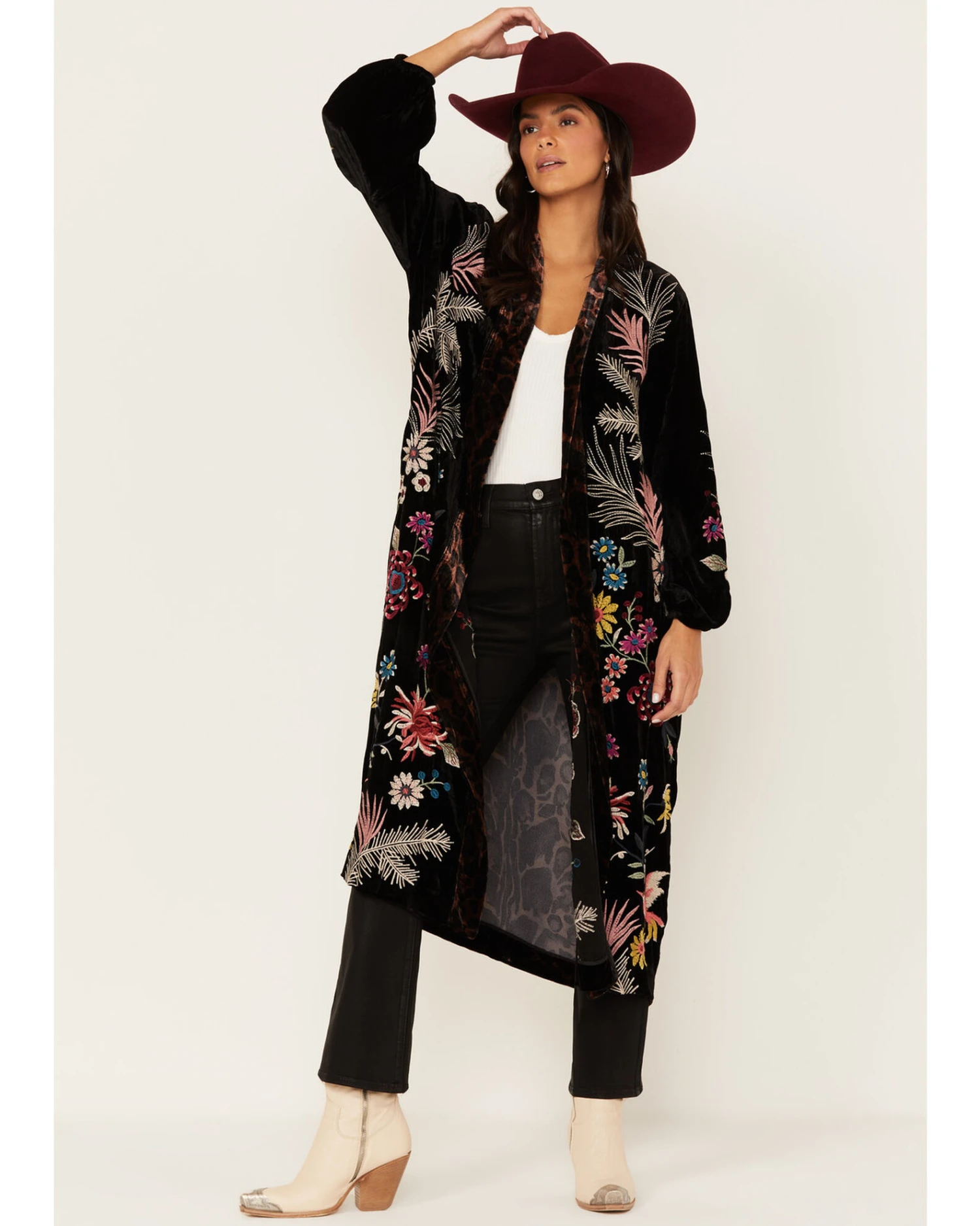 Johnny Was Women's Tiarei Velvet Bishop Sleeve Kimono 5 Johnny Was Women's Tiarei Velvet Bishop Sleeve Kimono - Image 3