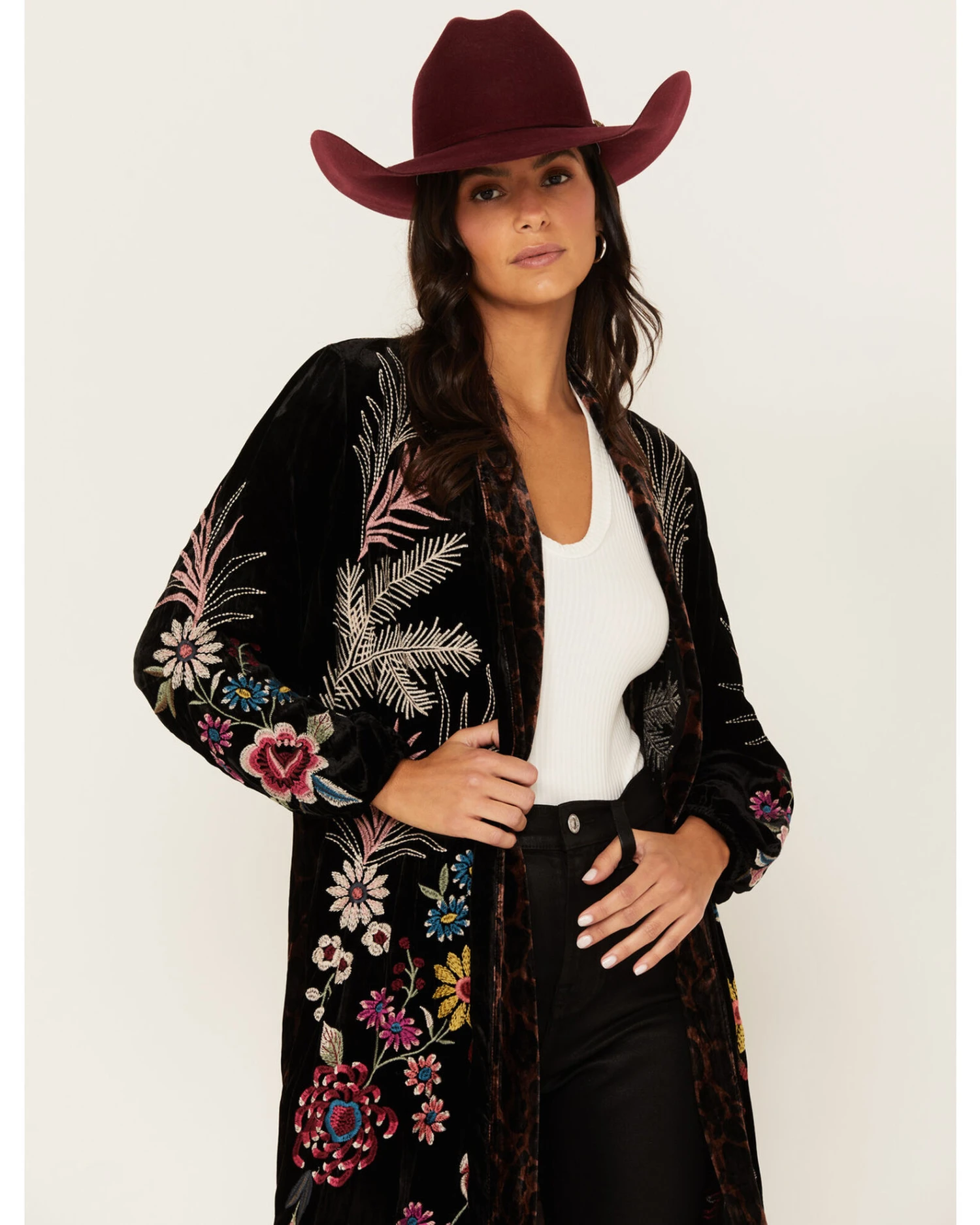 Johnny Was Women's Tiarei Velvet Bishop Sleeve Kimono 4 Johnny Was Women's Tiarei Velvet Bishop Sleeve Kimono - Image 2