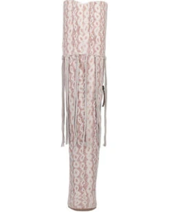 Dingo Women's Kitty Kat Snake Print Fringe Tall Western Boot - Snip Toe