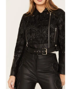 Wonderwest Women's Studded Leather Moto Jacket -Dan Post Store 2000382470 001 P3