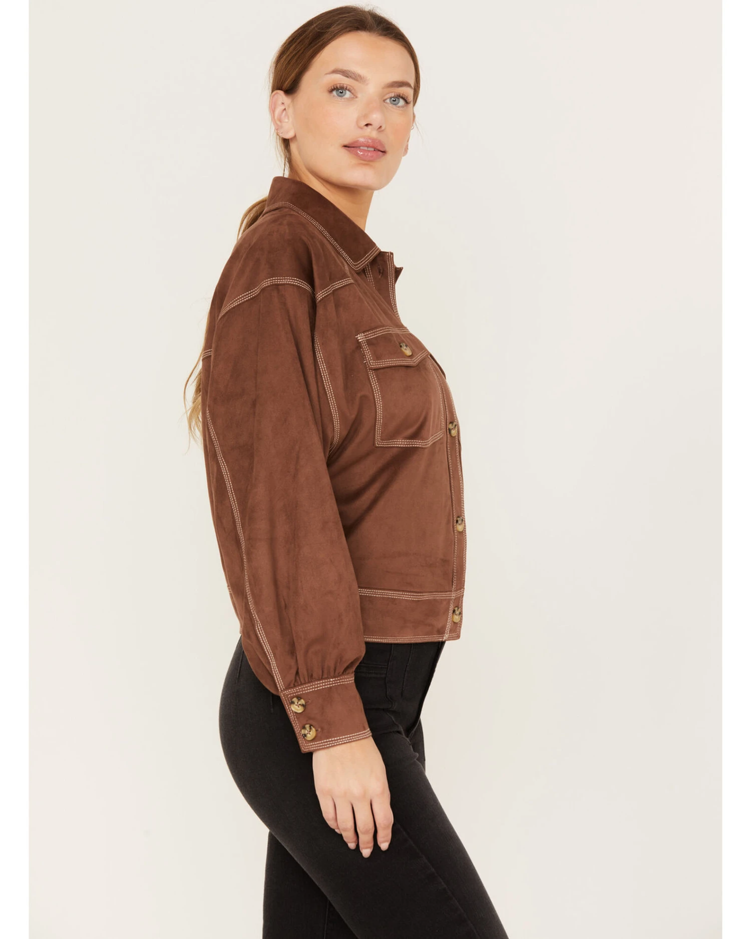 Shyanne Women's Faux Suede Trucker Jacket 4 Shyanne Women's Faux Suede Trucker Jacket - Image 2