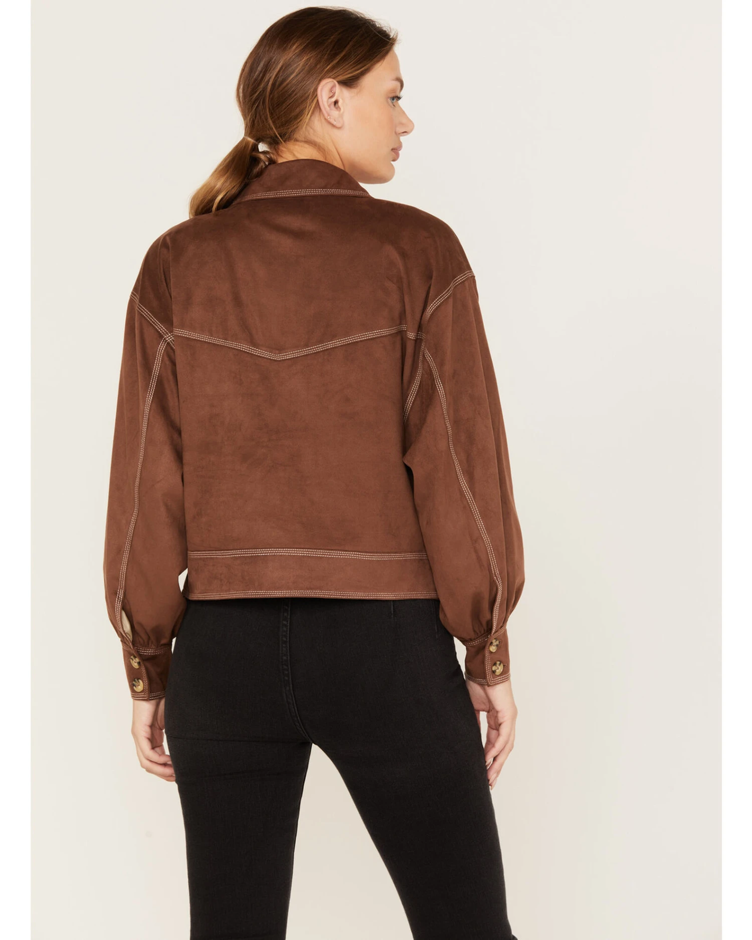 Shyanne Women's Faux Suede Trucker Jacket 5 Shyanne Women's Faux Suede Trucker Jacket - Image 3