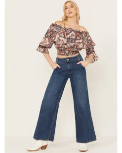 Shyanne Women's Ruffle Off Shoulder Chiffon Top -Dan Post Store 2000382838 202 P1