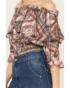 Shyanne Women's Ruffle Off Shoulder Chiffon Top -Dan Post Store 2000382838 202 P3