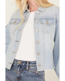 Shyanne Women's Denim Button-Down Fray Shacket -Dan Post Store 2000383363 413 P3