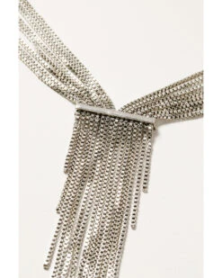 Wonderwest Women's Silver Fringe Statement Necklace
