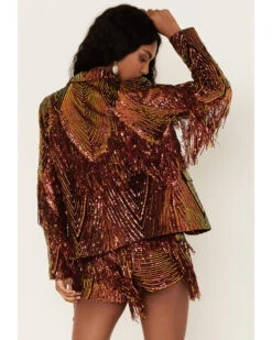 Any Old Iron Women's Sequins And Fringe Jacket