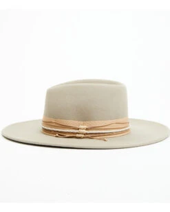 Shyanne Women's Gray Triple-Tied Grosgrain Fedora Hat