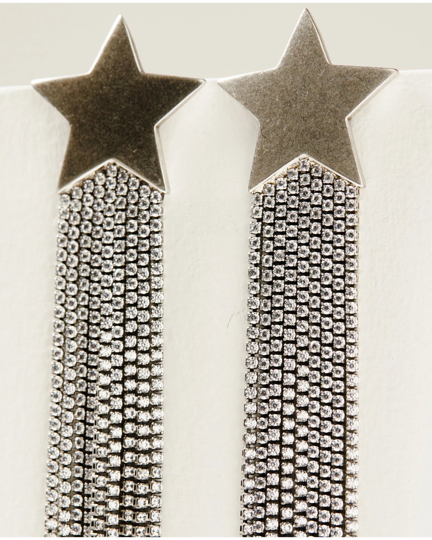 Understated Leather Women's Silver & Rhinestone Fringe Star Earrings 5 Understated Leather Women's Silver & Rhinestone Fringe Star Earrings - Image 3