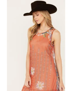 Johnny Was Women's Paisley Print Mesh Slip Dress