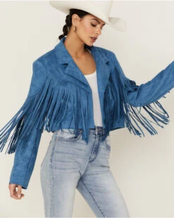 Saints & Hearts Women's Faux Suede Cropped Fringe Jacket -Dan Post Store 2000386538 400 P1
