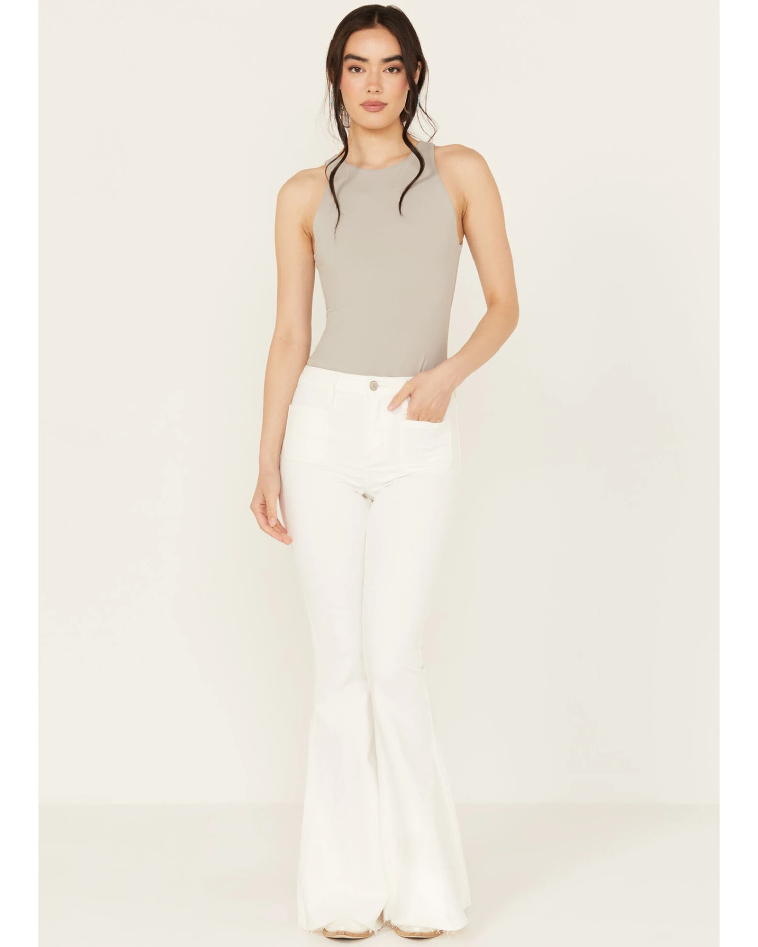 Shyanne Women's Cloud Dancer High Rise Super Flare Stretch Jeans 4 Shyanne Women's Cloud Dancer High Rise Super Flare Stretch Jeans - Image 2