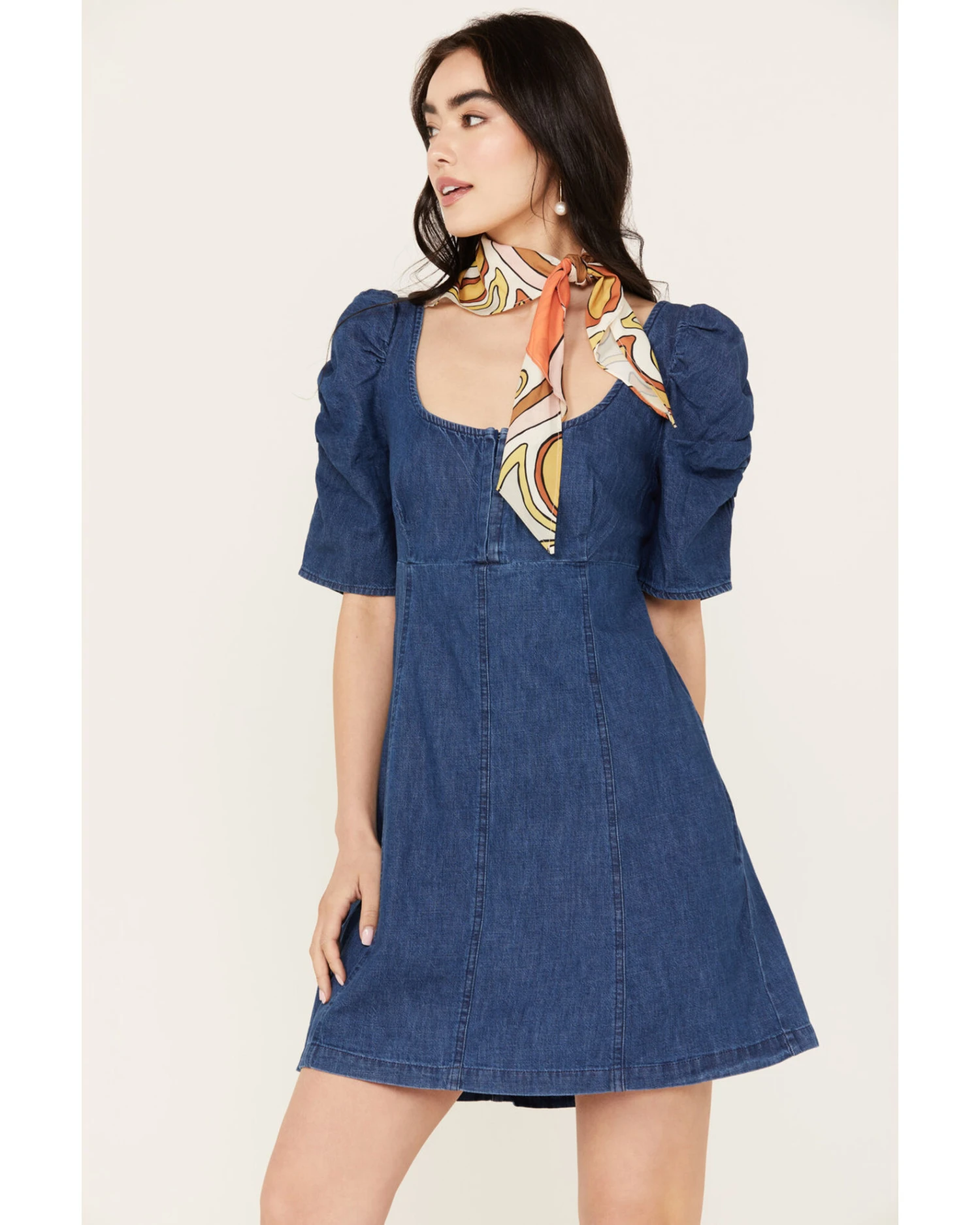 Free People Women's Cheyenne Denim Mini Dress 4 Free People Women's Cheyenne Denim Mini Dress - Image 2
