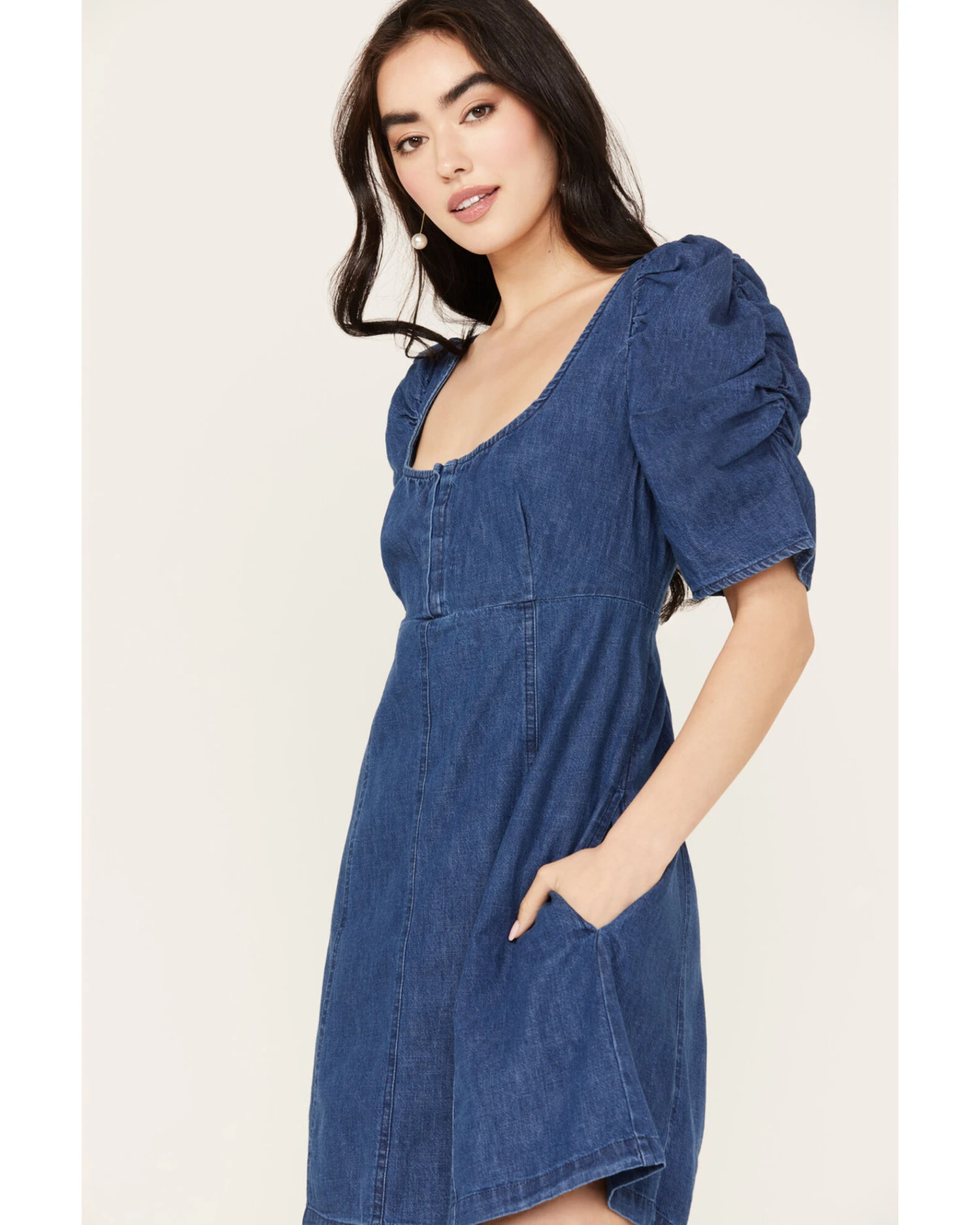 Free People Women's Cheyenne Denim Mini Dress 3 Free People Women's Cheyenne Denim Mini Dress