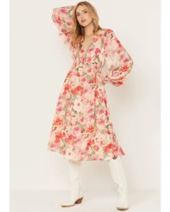 Flying Tomato Women's Floral Print Long Sleeve Midi Dress 9 Flying Tomato Women's Floral Print Long Sleeve Midi Dress -Dan Post Store 2000388710 650 P1