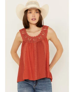 Miss Me Women's Crochet Neck Sleeveless Peasant Top 9 Miss Me Women's Crochet Neck Sleeveless Peasant Top -Dan Post Store 2000389767 220 P1