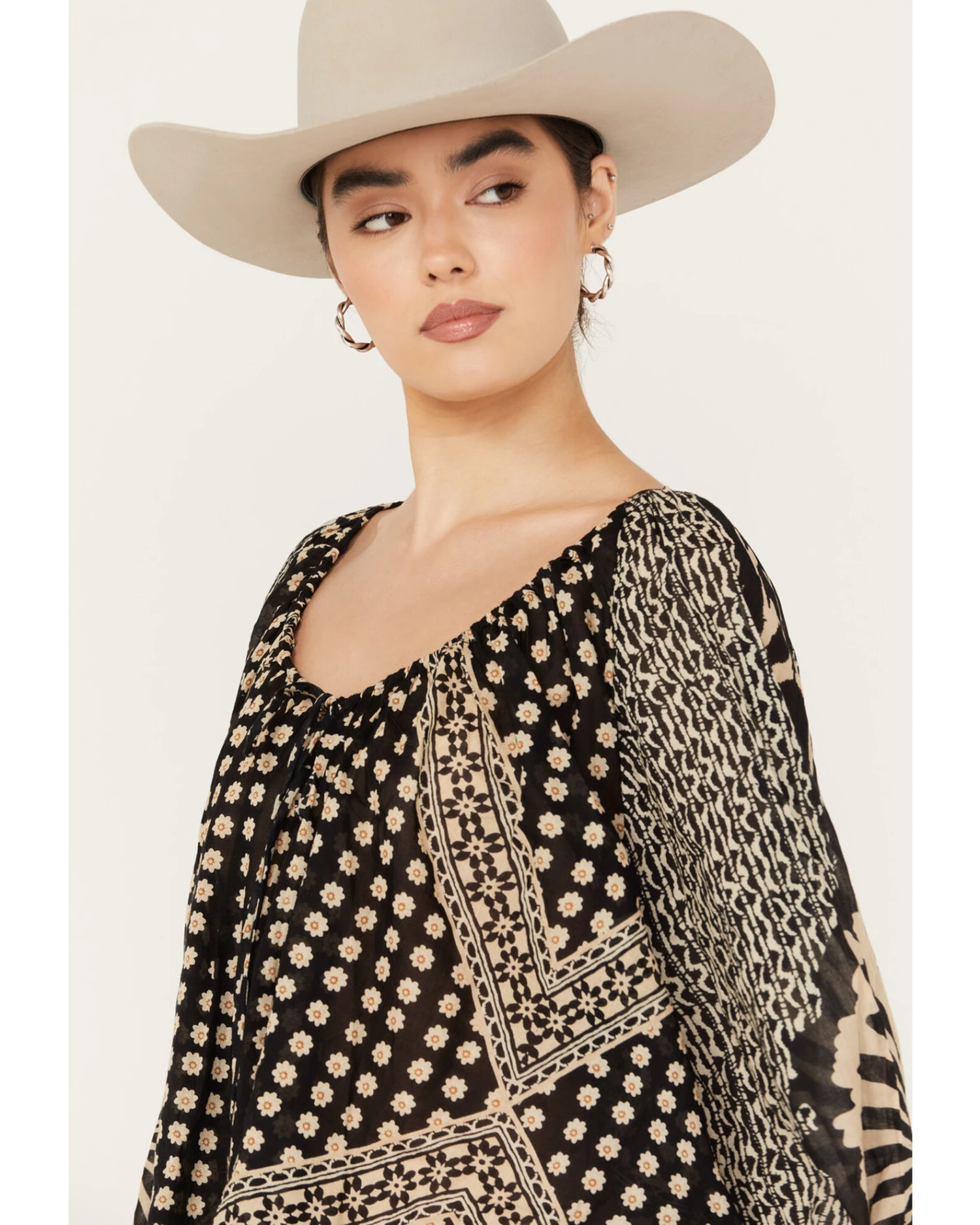 Free People Women's Elena Printed Top 3 Free People Women's Elena Printed Top