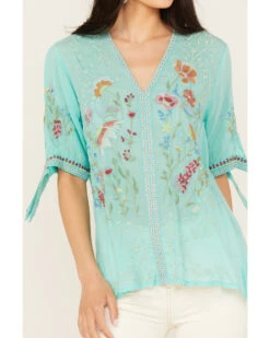 Johnny Was Women's Floral Embroidered Short Sleeve Cosette Blouse -Dan Post Store 2000393529 440 P3
