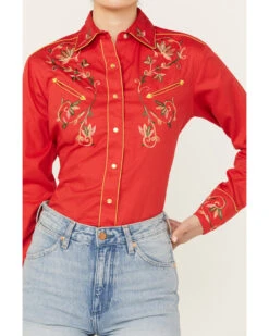 Rockmount Ranchwear Women's Floral Embroidered Long Sleeve Pearl Snap Western Shirt 8 Rockmount Ranchwear Women's Floral Embroidered Long Sleeve Pearl Snap Western Shirt -Dan Post Store 2000393804 600 P3