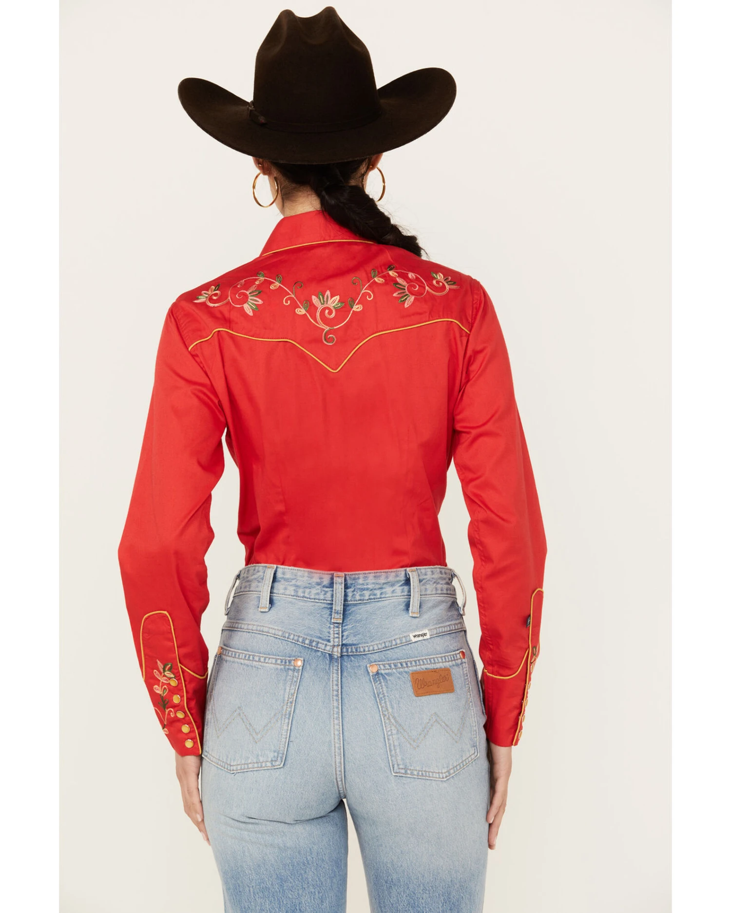 Rockmount Ranchwear Women's Floral Embroidered Long Sleeve Pearl Snap Western Shirt 6 Rockmount Ranchwear Women's Floral Embroidered Long Sleeve Pearl Snap Western Shirt - Image 4