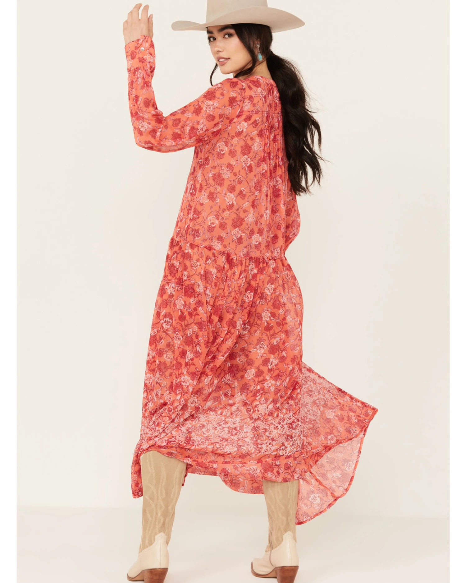 Free People Women's See It Through Floral Long Sleeve Maxi Dress 6 Free People Women's See It Through Floral Long Sleeve Maxi Dress - Image 4