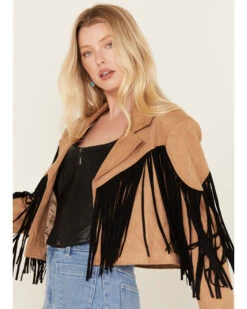 Saints & Hearts Women's Faux Suede Cropped Fringe Jacket -Dan Post Store 2000396316 280 P2