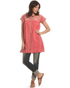 Johnny Was Women's Lenat Pleated Peasant Long Tunic -Dan Post Store 356T32 M1 D1