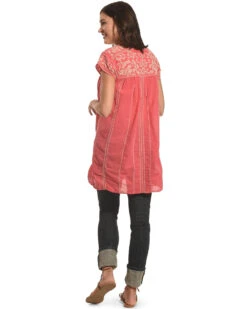 Johnny Was Women's Lenat Pleated Peasant Long Tunic -Dan Post Store 356T32 M1 P2